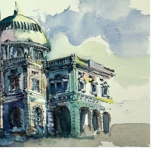 Watercolour of the former Supreme Court